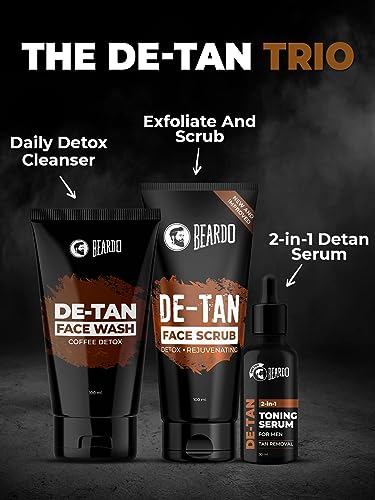 Beardo DeTan Face Wash for Men | With Vitamin E, Aloe Vera & Coffee | All in One Tan removal Face Wash for Men | Exfoliates, Brightens and Hydrates Skin | All Skin type | 100ml